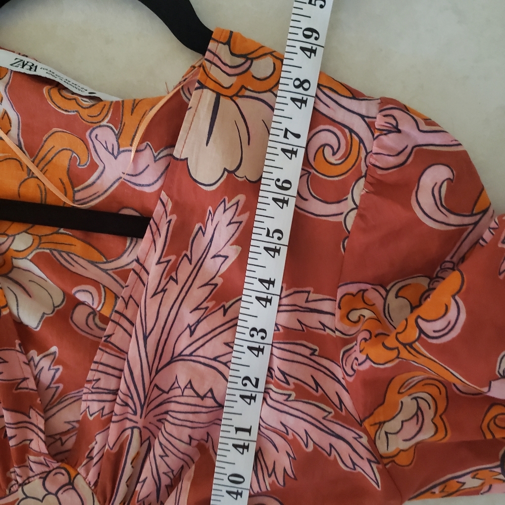 Zara Floral Wrap Midi in Red and Orange Ruffled Tiered Skirt XS - Picture 10 of 10